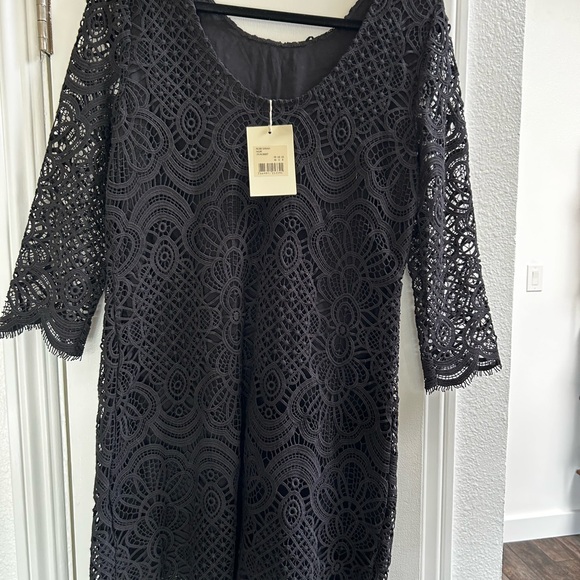 NWT. SEZANE Sarah dress in BLACK guipure, sz 8. - Picture 9 of 11